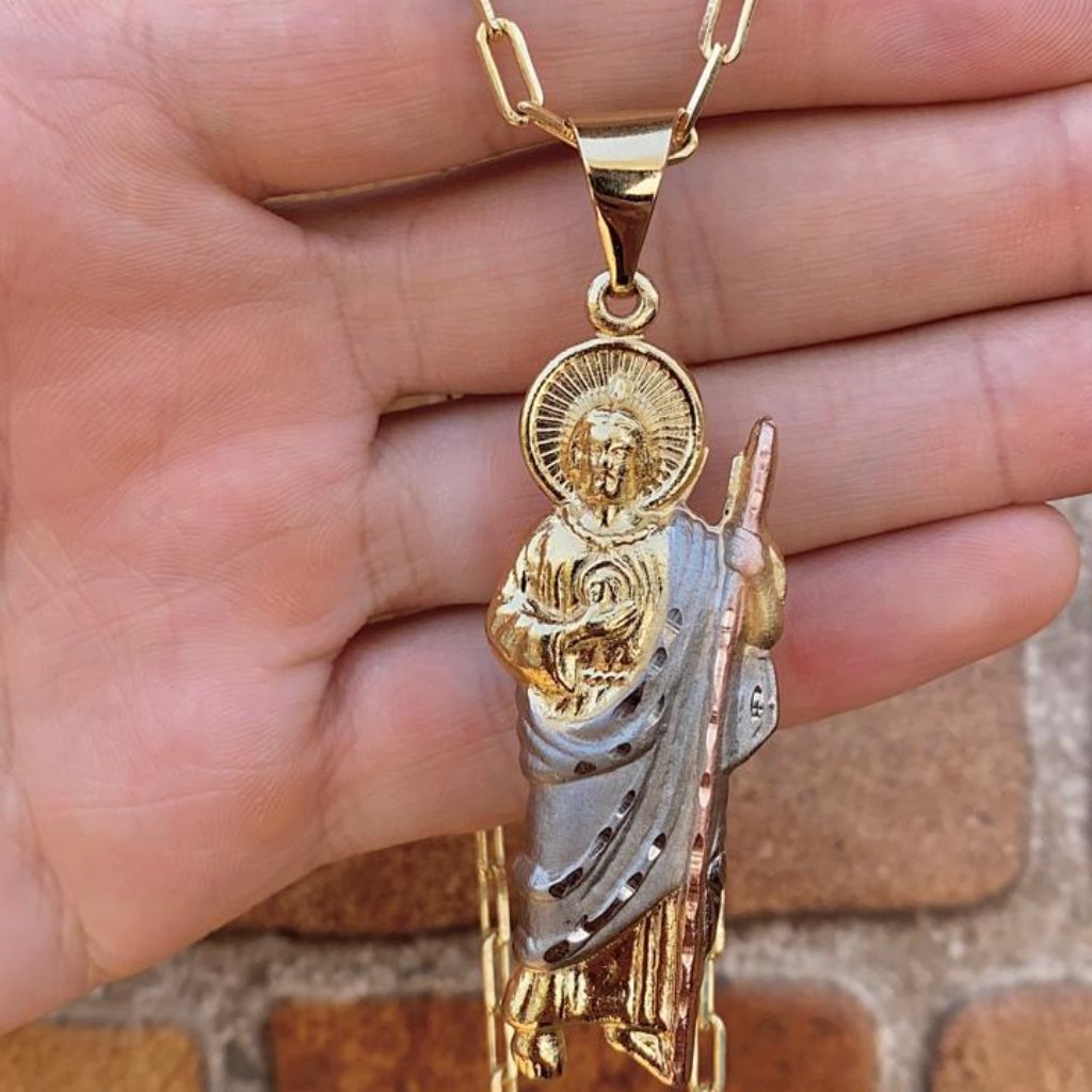 14k Gf Pendant San Judas Necklace 20 Cadena De Oro Laminado Mujeres Y Hombres 90$